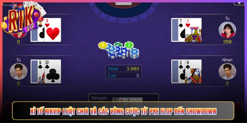 Xì Tố Rikvip Luật Chơi Và Các Vòng Cược Từ Pre Flop Đến Showdown